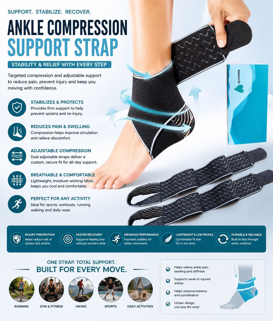 High Elasticity Ankle Brace Best Support for Basketball,SoccerComfilife Achilles Tendonitis Brace,Achilles Tendonitis Brace,Effective Foot and Ankle Brace High Elasticity UnisexGray 1